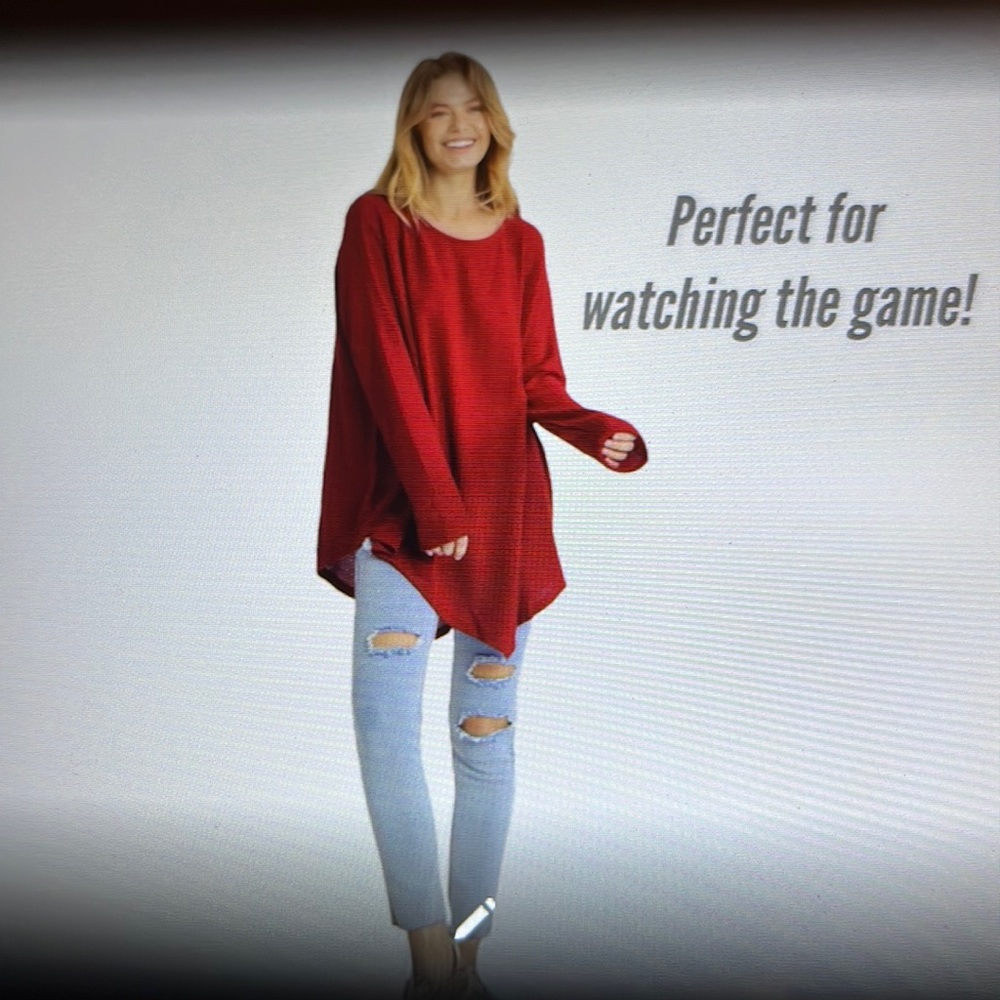 Umgee red waffle knit top